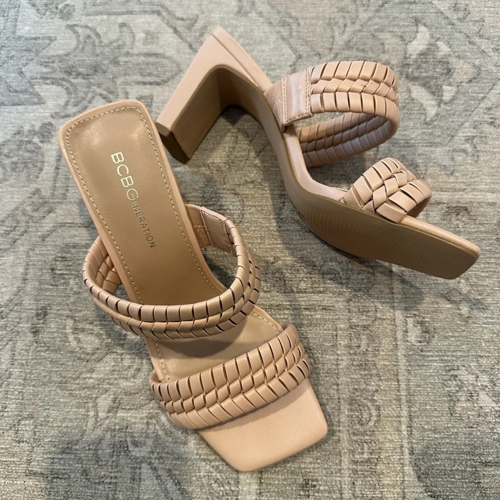 NWT BCBGeneration Braided Nude Heeled Sandals - Picture 4 of 5